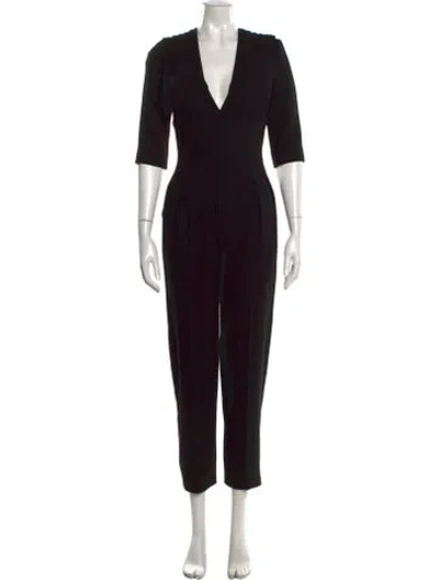 Pre-owned Emilia Wickstead Wool V-neck Jumpsuit In Black