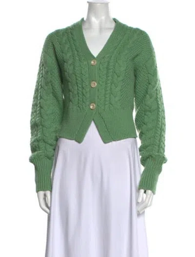 Pre-owned Emilia Wickstead Wool V-neck Sweater In Green