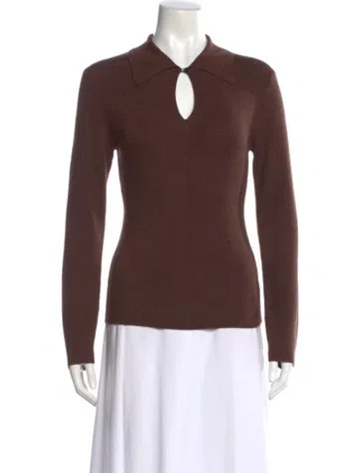 Pre-owned Emilia Wickstead Wool V-neck Sweater W/ Tags In Brown