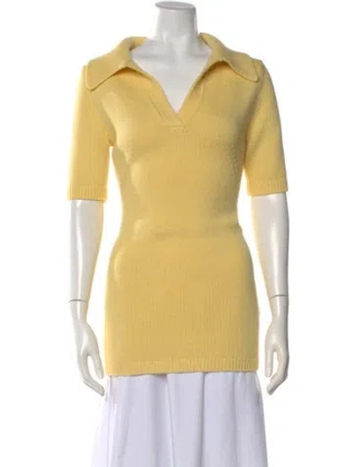 Pre-owned Emilia Wickstead Wool V-neck Sweater In Yellow