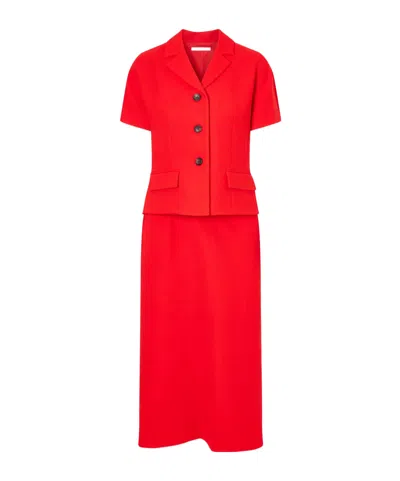 Emilia Wickstead Alexina Wool-crepe Midi Dress In Red
