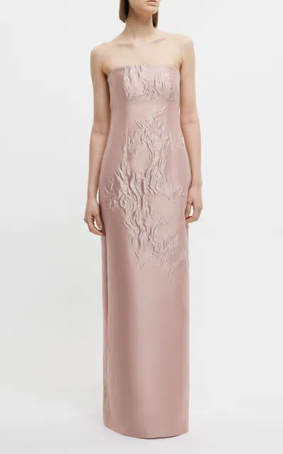 Emilia Wickstead Ximena Embossed Jacquard Maxi Dress In Pink