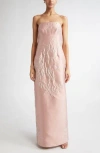 Emilia Wickstead Ximena Floral Jacquard Strapless Gown In Pink