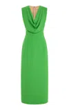 Emilia Wickstead Yuri Cowl-neck Wool Dress In Green