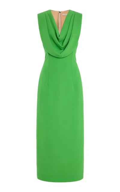 Emilia Wickstead Yuri Cowl-neck Wool Dress In Green