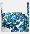 Emilia Wickstead Zori Floral-print Faille Cropped Top In Blue