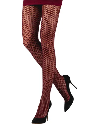 Emilio Cavallini Concentric Circles Double Net Tights In Burgundy