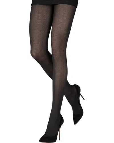 Emilio Cavallini Hexagon Jacquard Tights In Black