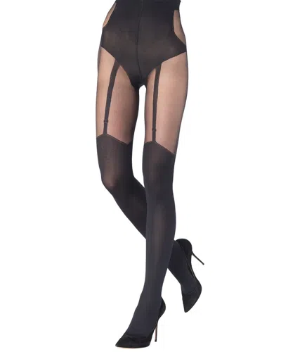 Emilio Cavallini Illusion Garter Tight In Black