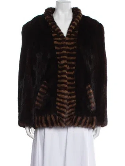 Pre-owned Emilio Gucci Mink Animal Print Faux Fur Jacket In Black