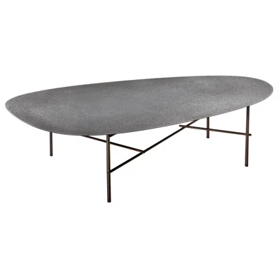 Pre-owned Emilio Nanni Decastelli Syro Xl 120 Side Table In Steel Top With Iron Base By  In Gray