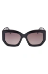 Pucci Women's Shiny Black & Smoke Gradient Geometric Sunglasses In Black/gold/gradient Smoke