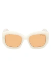 Pucci Women's White & Amber Brown Geometric Sunglasses In Ivory/gold/orange Lenses