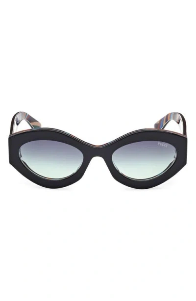 Emilio Pucci 54mm Gradient Geometric Sunglasses In Black Pattern/green Smoke