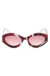 Emilio Pucci 54mm Gradient Geometric Sunglasses In White Pattern/grad Fuschia