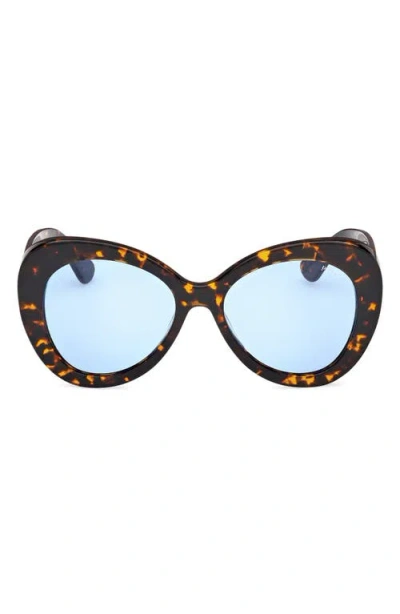 Emilio Pucci 56mm Round Sunglasses In Dark Havana/bright Blue
