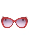 Pucci Emilio  56mm Round Sunglasses In Milky Red/purple To Rose