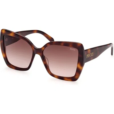 Pucci Emilio  58mm Butterfly Sunglasses In Dark Havana/gradient Brown