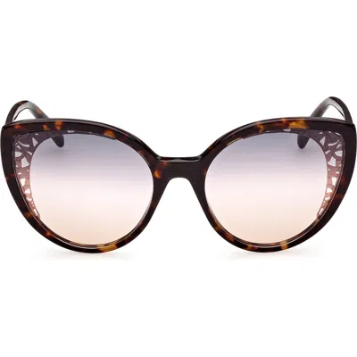 Emilio Pucci 58mm Gradient Cat Eye Sunglasses In Dark Havana/gradient Smoke