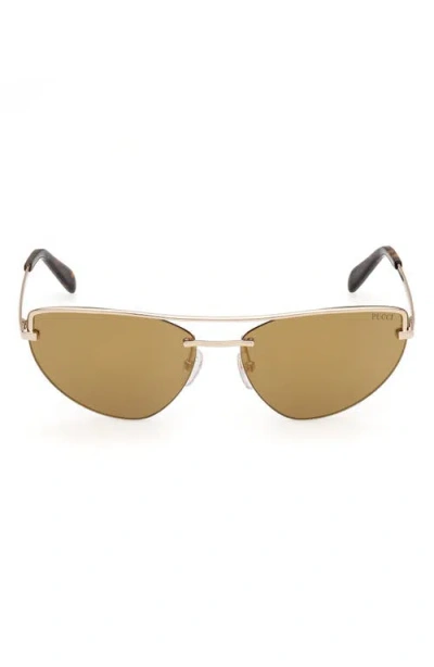 Emilio Pucci 59mm Cat Eye Sunglasses In Gold/brown Mirror