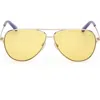 Pucci Women's Aviator-style Yellow Gold-tone Sunglasses In Gold/opal Lavender/yellow