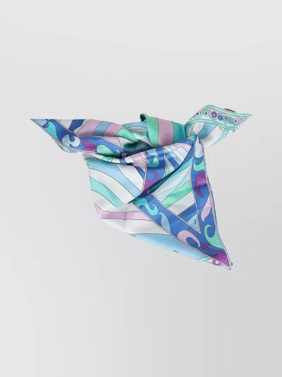 Emilio Pucci 90x90 Square Silk Scarf In Blue