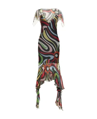Emilio Pucci A Medium-length Dress With A Lotus Leaf Edge