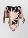 Pucci Abstract Boat Neckline Silk Loose Fit Top In Pink