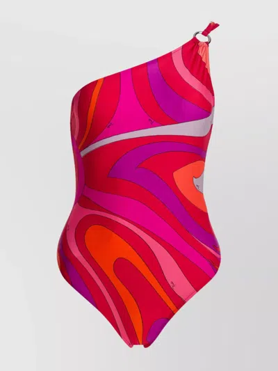 Pucci Abstract One-shoulder Ring Strappy Swimwear