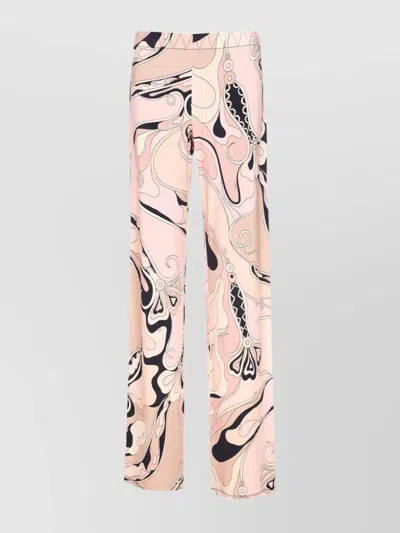 Emilio Pucci Abstract Orchidee Flared Wide Leg Trousers