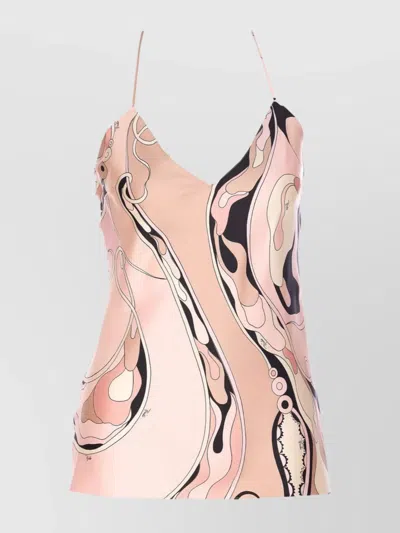 Emilio Pucci Abstract Orchidee Sleeveless V-neck Top In Multi