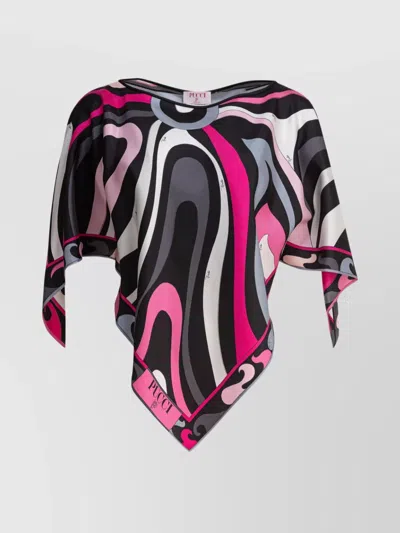 Emilio Pucci Abstract Pattern Asymmetric Hem Short Sleeves In Pink
