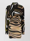 Emilio Pucci Abstract Pattern Fitted Waist Long Sleeves Mini Length In Multi