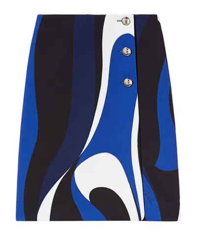 Emilio Pucci Abstract-pattern Print Midi Skirt In Black