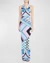 EMILIO PUCCI ABSTRACT-PRINT BACKLESS HALTER MAXI DRESS
