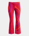 Pucci Abstract-print Kickflare Ankle Trousers In Rosso Fuxia