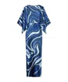 Pucci Abstract-print Satin-finish Dress In Blue