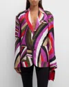 Pucci Fuchsia Multicolour Silk Shirt For Women In Khaki/fuxia