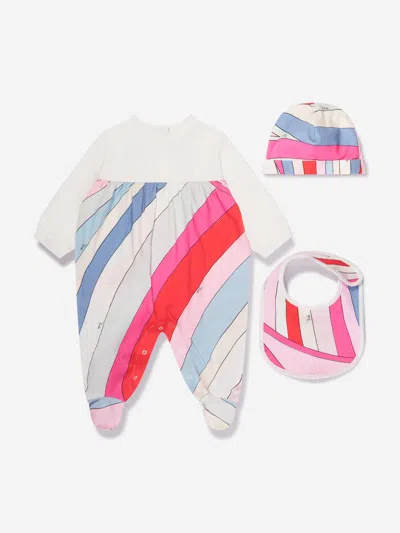 Emilio Pucci Baby Girls Babygrow Gift Set In Multicoloured