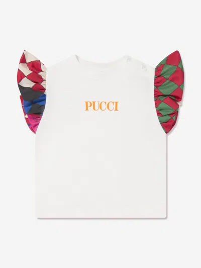 Emilio Pucci Baby Girls Logo T-shirt In Ivory