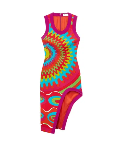 Pucci Bersaglio-print Asymmetric Dress In Red
