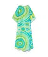 Pucci Bersaglio-print Cotton Kaftan Dress In Green