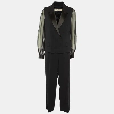 Pre-owned Emilio Pucci Black Crepe Double Breasted Pant Suit L