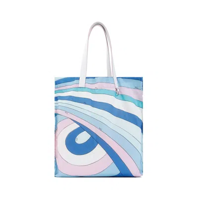 Emilio Pucci Blue Polyamide Tote Bag For Women, Ss24 Collection