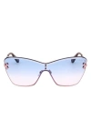 Pucci Women's Butterfly Shield-frame Blue Gradient Rose Gold-tone Sunglasses In Pink/gradient Blue