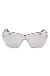 Pucci Women's Butterfly Shield-frame Smoke Mirrored Silver-tone Sunglasses In Silver/smoke Mirror