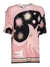 Pucci Crew Neck Graphic Print Relaxed Fit Top In Multi