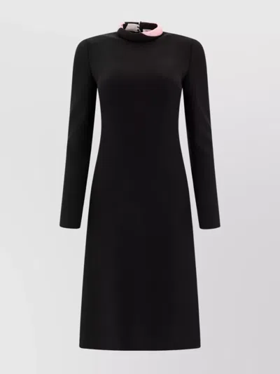 Emilio Pucci Collared Dress Silhouette High Neck Long Sleeves In Black