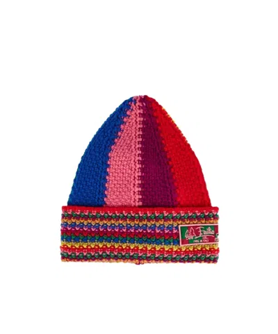Pucci Colourblock Wool Beanie Hat In Red