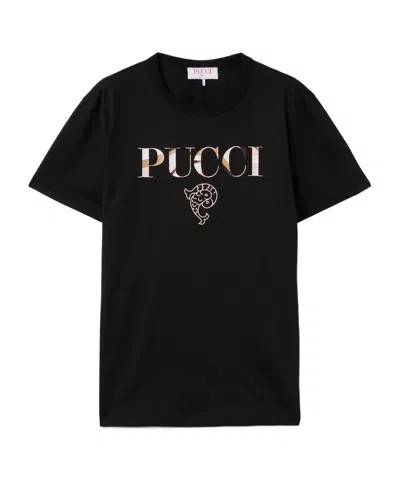 Emilio Pucci Cotton Logo T-shirt In Black